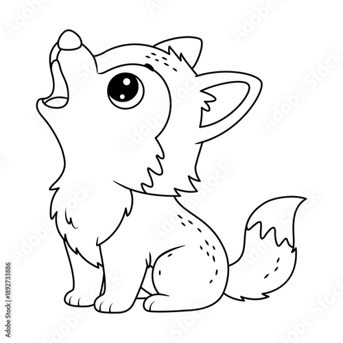 Cute Howling Wolf Pup Coloring Page