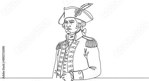 historical military man with feathered hat