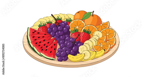 A beautiful, fresh fruit platter, a vibrant and nutritious assortment, thoughtfully arranged as essential Ramadan Preparations for a refreshing Iftar meal