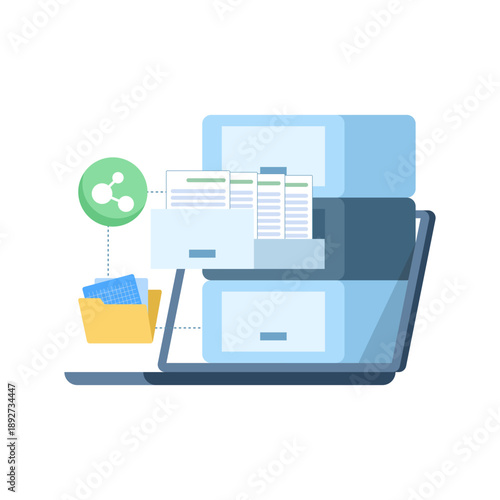 Secure document sharing icon for encrypted file storage and safe data transfer. Creative vector illustration for privacy protection, cloud management, and online security concepts.