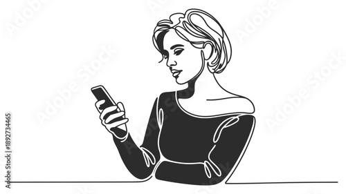 Focused woman engaging with her smartphone, a symbol of modern communication and connectivity