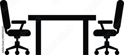 Meeting table office furniture table and two chairs. 