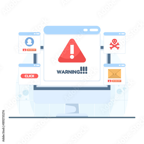 Adware malware icon illustrating unwanted ads and security threats. Creative vector illustration for malicious software, cyber risk, and internet protection concepts.