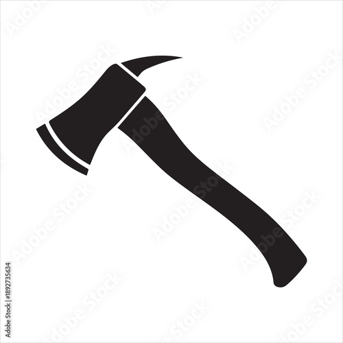 Black silhouette of a firefighter s axe