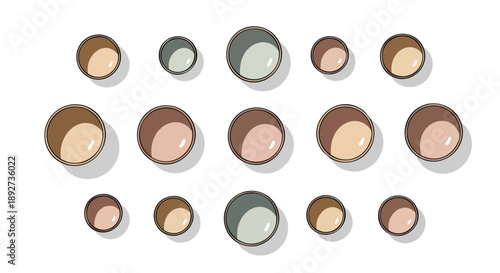 Graceful arrangement of abstract circular forms in soft, earthy tones, subtly representing the thoughtful Ramadan preparations for Iftar gatherings and festive moments of reflection and community