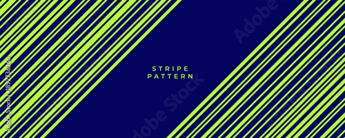 Bright lime green diagonal stripes on dark navy blue background with central text space. Energy and motion concept