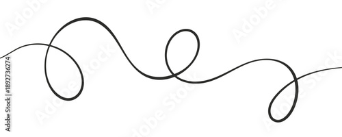 Line squiggle curvy with cable wiggly wavy for continuous black curly. Divider element stroke with abstract white border for decoration doodle drawing. Drawn hand line with loops curve.