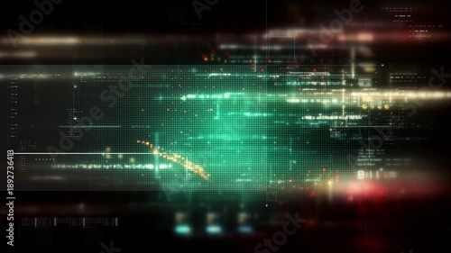 Futuristic screen display matrix, hi-tech digital data telemetry with encrypted numbers, display dynamic background for computer desktop screen display format