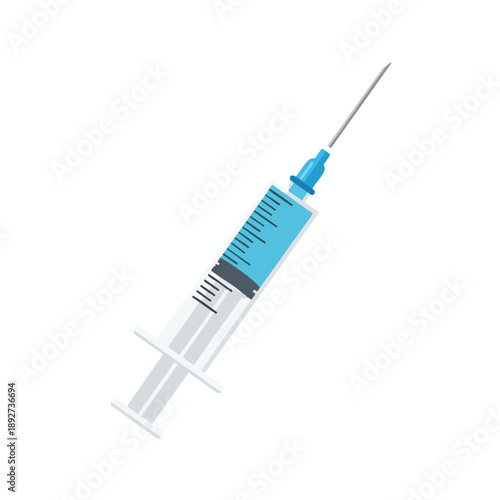 Medical Syringe with Blue Liquid