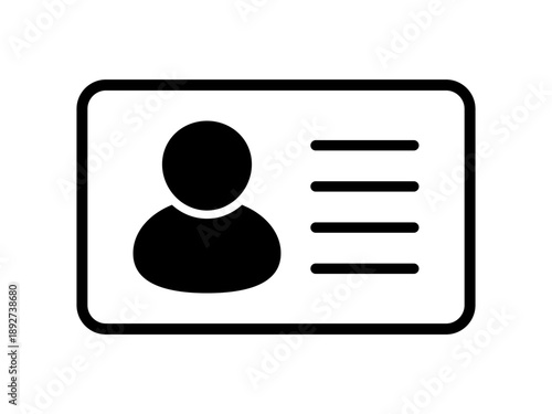 ID Card Icon, Identification Card Icon for Employee Badge, Staff ID and Access Control Design