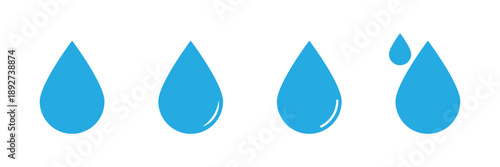 Water drop icon simple editable stroke series pack. Tear drop icons. silhouette icons for ui designs. Water drop shape icon set featuring water and oil drops in flat style, EPS 10