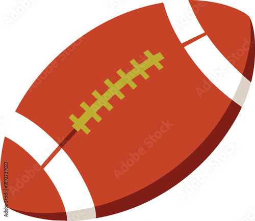 Isolated illustration of a classic American football with prominent white and yellow laces