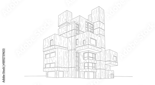Modern city building architecture sketch