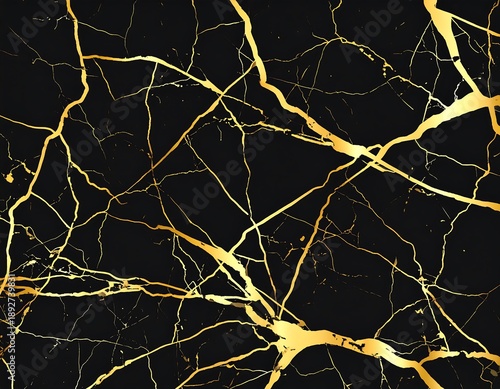 A luxurious abstract design showcasing a dark marble effect interwoven with gleaming golden veins, creating a rich texture