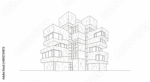 modern apartment building sketch