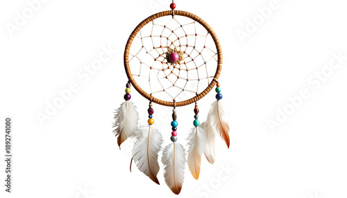 Handmade Dreamcatcher with Feathers and Beads.
