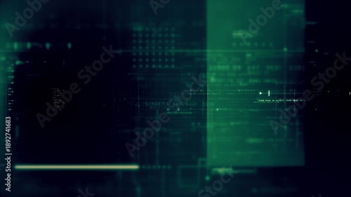 Futuristic screen display matrix, hi-tech digital data telemetry with encrypted numbers, display dynamic background for computer desktop screen display format