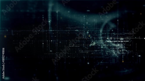 Futuristic screen display matrix, hi-tech digital data telemetry with encrypted numbers, display dynamic background for computer desktop screen display format