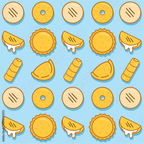 Cute Cookie Seamless Pattern Illustration
