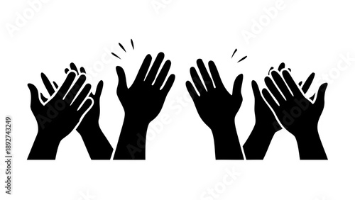 Hands clapping applause celebration icon. Line and silhouette style. vector icon
