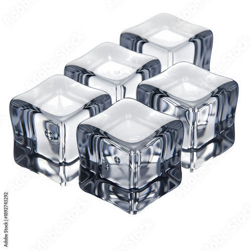 Wallpaper Mural Five transparent glass ice cubes with frosted edges and reflective surfaces arranged in a staggered formation from a top-down viewpoint Torontodigital.ca