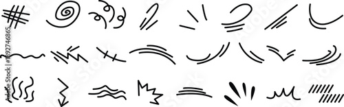Dynamic movement lines elements in comic style vector Illustration action speed line effects collection for motion design vector.