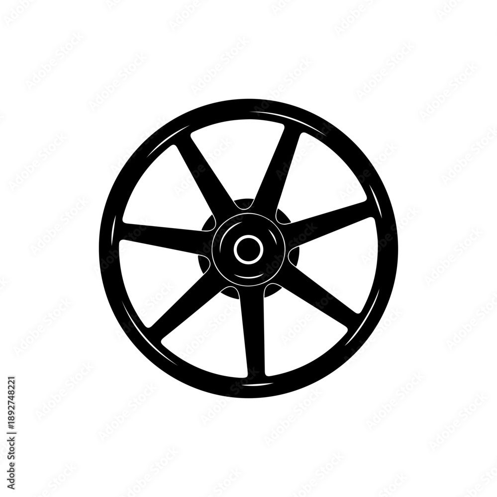 Obraz premium Black Spoke Wheel Vector Silhouette