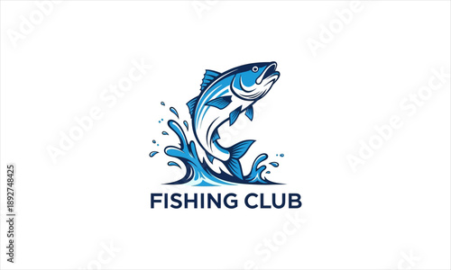 Vibrant graphic design featuring a powerful fish jumping from the water, ideal for fishing enthusiasts
