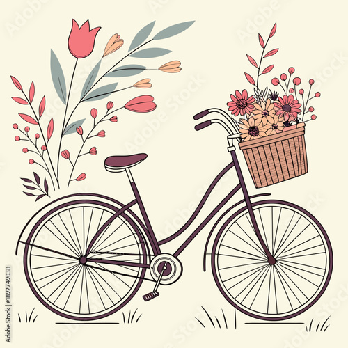 vintage bicycle with flowers
