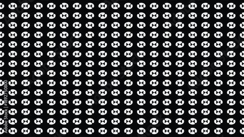 abstract black and white geometric seamless pattern featuring repeating shapes