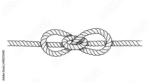 Detailed line art of a rope knot on white background