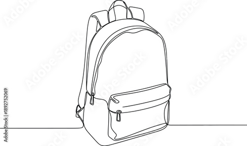 Simple backpack outline sketch on white ground.