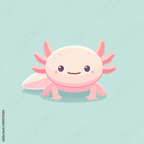 flat illustration of a cute axoloth
