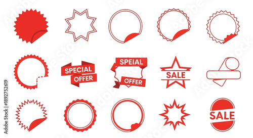 Red Sale Badge Icons Collection.