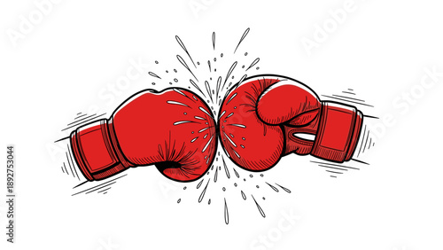 Dynamic clash of red boxing gloves in explosive comic style