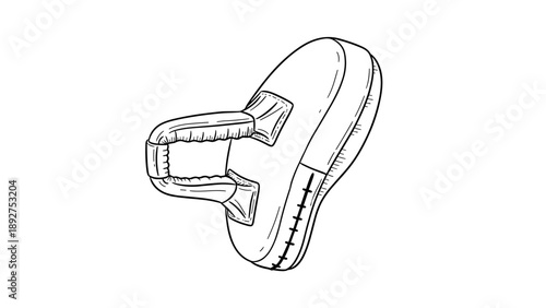 Hand-drawn flip flop sandal sketch in monochrome