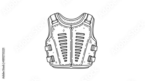 Detailed line art of protective tactical vest