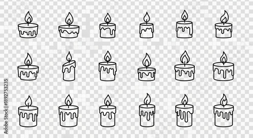 Collection of Illustrated Candles with Flames.
