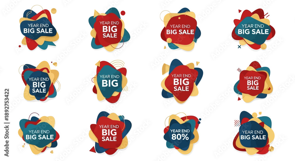 Naklejka premium Big Sale Badge Collection with Abstract Shapes.