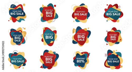 Big Sale Badge Collection with Abstract Shapes.