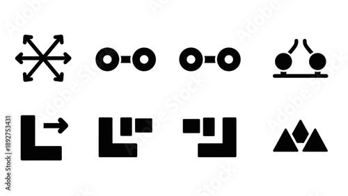 Minimalist black icons for user interface design