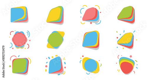 Abstract 3D Shapes with Colorful Layers.