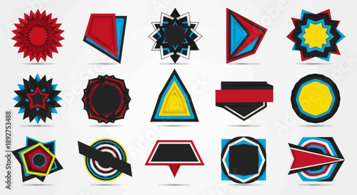 Assorted Colorful Geometric Shapes and Symbols.