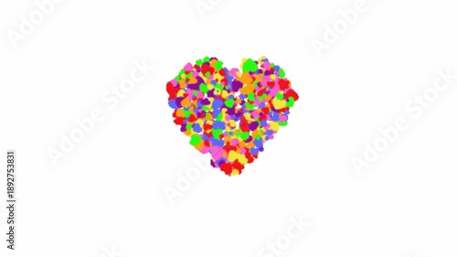 Colorful bunch of heart animated video with White background 4k