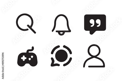 icon for web, chat, notification, user, and user sign