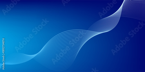 Smooth flow of wavy shape with gradient vector abstract background, dark blue design curve line energy motion. modern design art