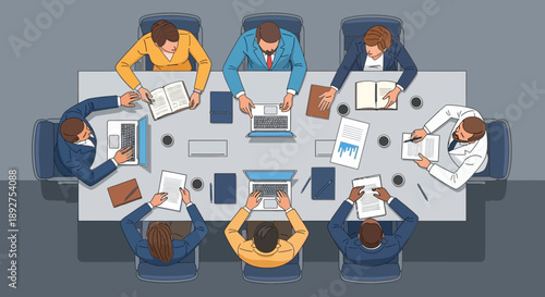 Business Meeting Around Conference Table.