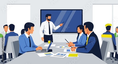 Business Meeting with Presentation.