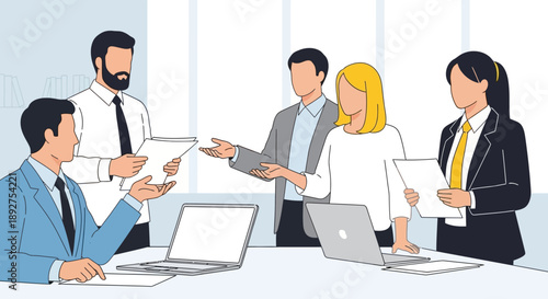 Business Professionals Discussing Documents Meeting.