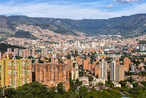 Medellin skyline cityscape view from Calasanz on skyscrapers in downtown in Medellín, Colombia